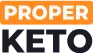 Logo officiel Proper Keto affiché en haut de la page.